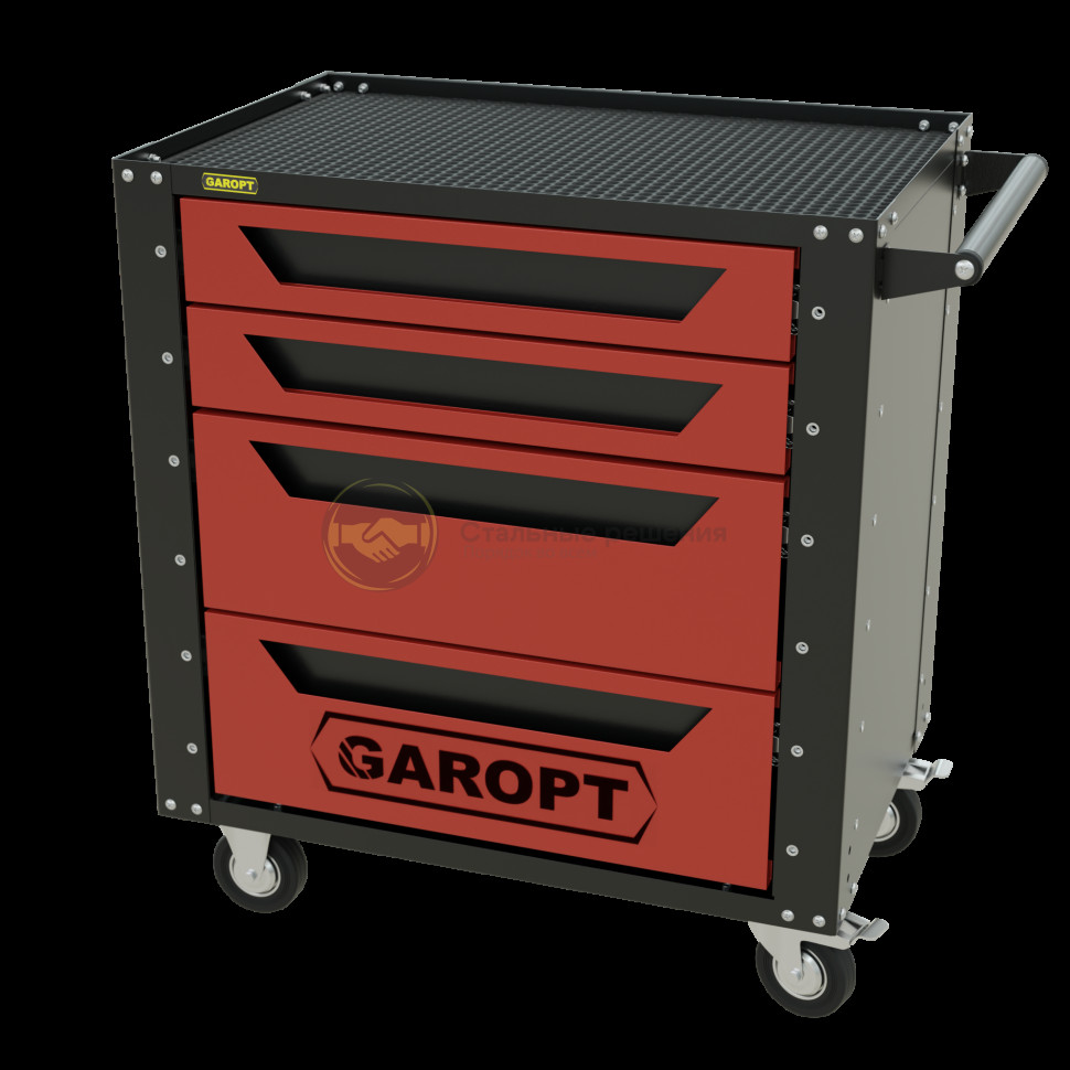 Тележка инструментальная Garopt серия Low-cost 4 ящика красная
